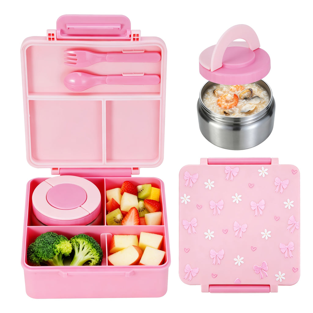 Space-Themed Bento Box with Insulated Soup Cup - Microwave Safe 3-Compartment Lunch Box, Secure Latch, for School Picnic Work, Kids & Adults | Nuvia Haven