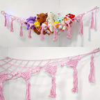 Stuffed Animal Storage Net with LED Lights – Corner Hanging Plushie Organizer for Kids Bedroom & Nursery, Jumbo Doll Net Room Decor, Holiday Gift for Children
