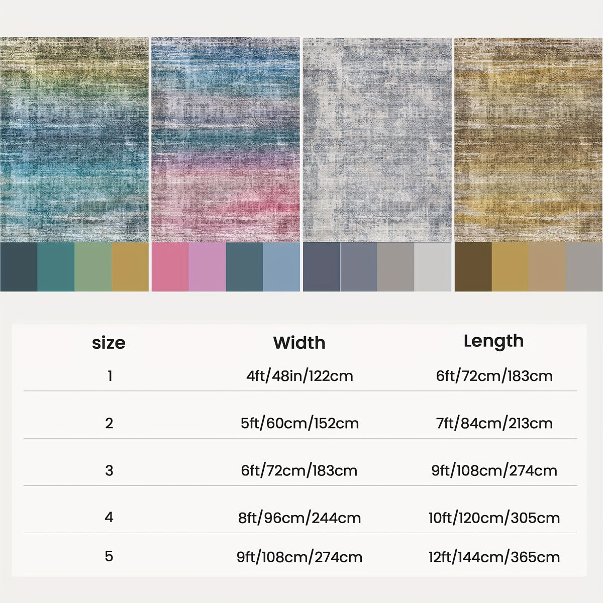 Oslo Washable Area Rug – Gradient Moroccan Vintage Style, Soft Non-Slip, Machine Washable | Living Room, Bedroom & Dining Room | 5 Colors, 5 Sizes | Nuvia Haven