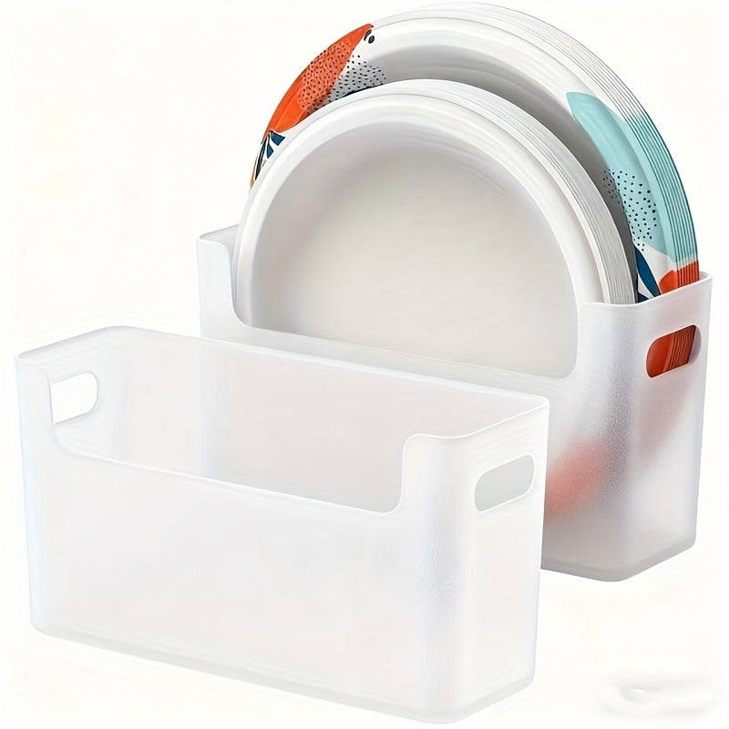 Stackable Plastic Plate Organizer Rack with Lids for 6-9.5 Inch Plates Space-Saving Kitchen Storage for RV Camping Outdoor Use
