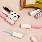 Mini Lint Rollers 60pcs Bulk Pet Hair Remover Portable Travel Size Sticky Roller for Clothes Furniture Car Seats 4 Colors 4 Patterns Polka Dots Stripes Paw Prints