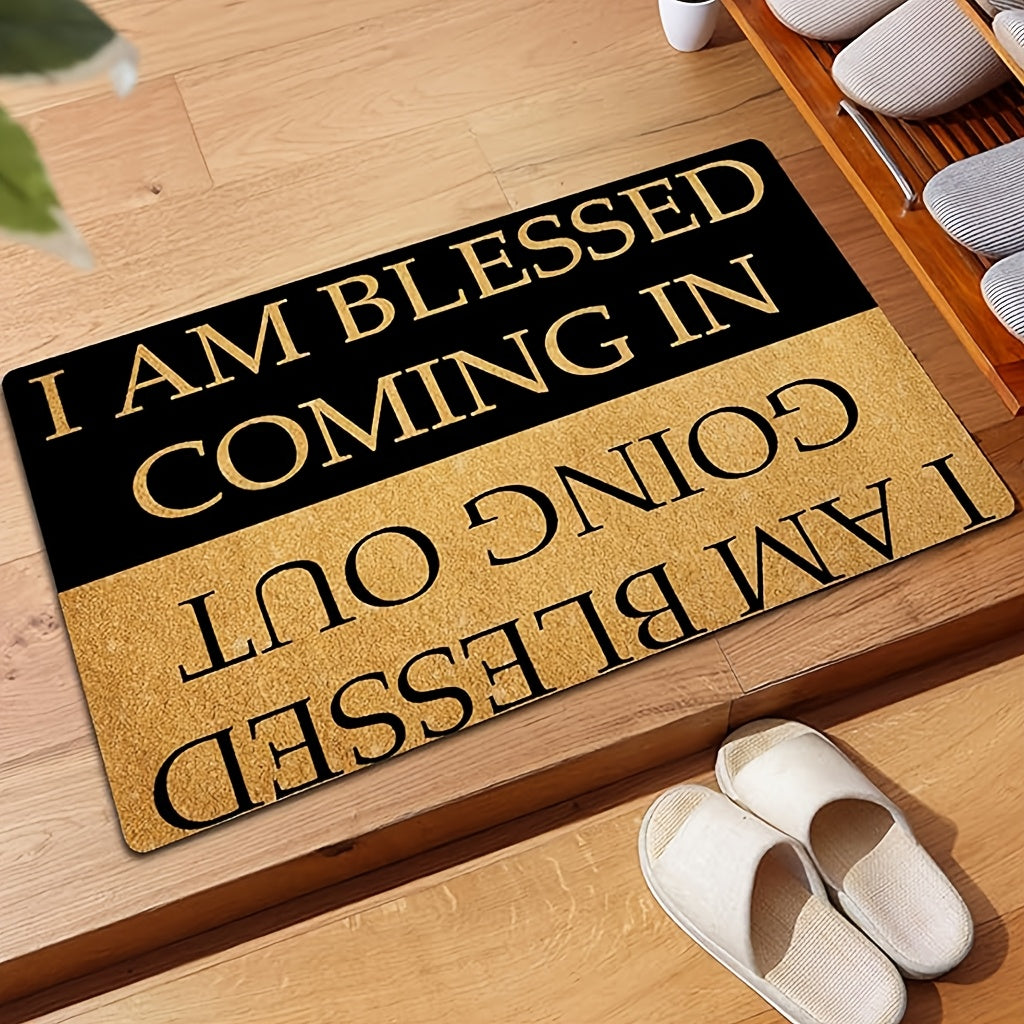 I Am Blessed Doormat Quick Dry Anti-Slip Rubber Back Entrance Rug – Indoor Welcome Mat for Front Door, Entryway & Home – Inspirational Blessing Design