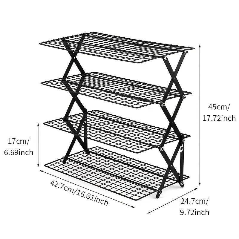 Wire Cooling Rack Set Collapsible Stainless Steel with Muffin Cup Slots - Baking Rack for Cakes, Cupcakes, BBQ & Drying, Stackable Oven Safe Cooling Grid