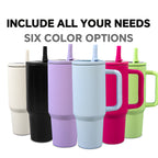 40oz Insulated Tumbler with Straw & Handle - Double Wall Stainless Steel Vacuum Cup for Hot & Cold Drinks, Reusable Travel Mug, 8 Colors | Nuvia Haven