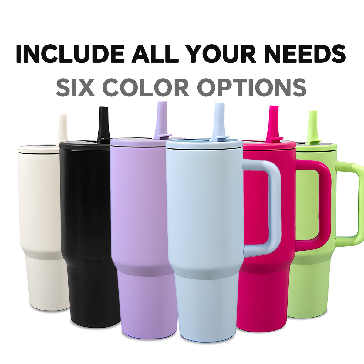 40oz Insulated Tumbler with Straw & Handle - Double Wall Stainless Steel Vacuum Cup for Hot & Cold Drinks, Reusable Travel Mug, 8 Colors | Nuvia Haven