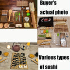 Sushi Making Kit for Beginners with Bamboo Rolling Mats, Sushi Bazooka, Onigiri Mold, Rice Paddle & Chopsticks - Complete DIY Sushi Roll Maker Set, Fun Kitchen Gift