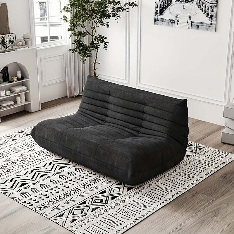 Caterpillar Floor Bean Bag Sofa – Teddy Velvet High-Density Foam Ergonomic Lounge Sofa, 1-2-3 Person, for Living Room Bedroom Game Room, Multiple Colors
