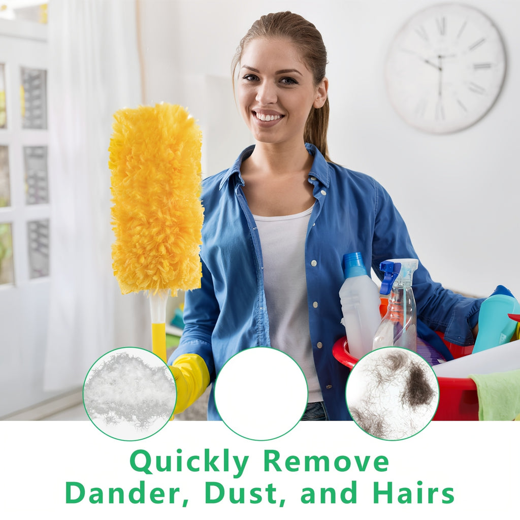 Electrostatic Microfiber Duster Refills with Handle – Swiffer-Compatible Disposable Dusters for Multi-Surface Home Cleaning, 29/61/122 Count