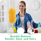 Electrostatic Microfiber Duster Refills with Handle – Swiffer-Compatible Disposable Dusters for Multi-Surface Home Cleaning, 29/61/122 Count