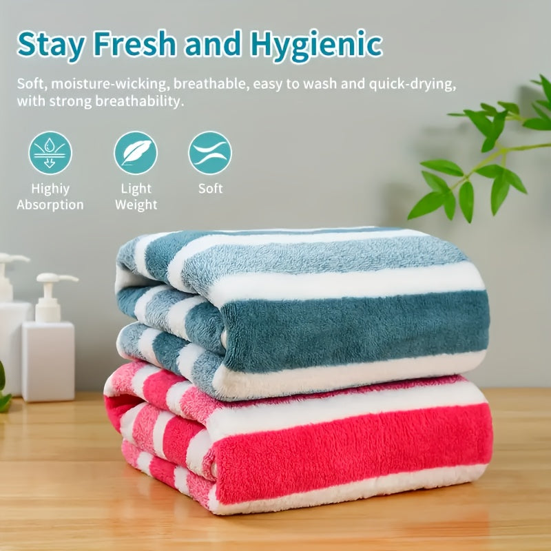 Classic Striped Bath Towel Set – 9 or 15 Piece No-Hair-Loss Super Absorbent Two-Color Towel Bundle | Large Bath Towels, Face Towels & Hand Towels for Bathroom & Beach