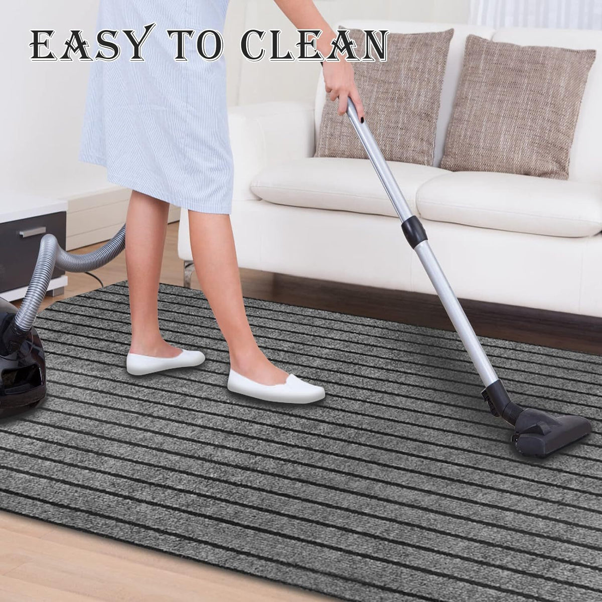 Runner Rug for Hallway Entryway Kitchen – Indoor Outdoor Non-Slip Rubber Backing, 200+ Custom Sizes, 8 Colors, Stain Resistant Low Pile Carpet Runner