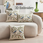 3D Embroidered Floral Bird Pillowcase – Colorful Spring Summer Decorative Cushion Cover for Sofa, Bedroom & Living Room, 2 Size Options, 1pc