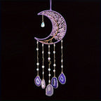 Amethyst Crystal Tree of Life Wall Hanging – Boho Crushed Stone Silk Moon Decor for Living Room, Bedroom & Nursery