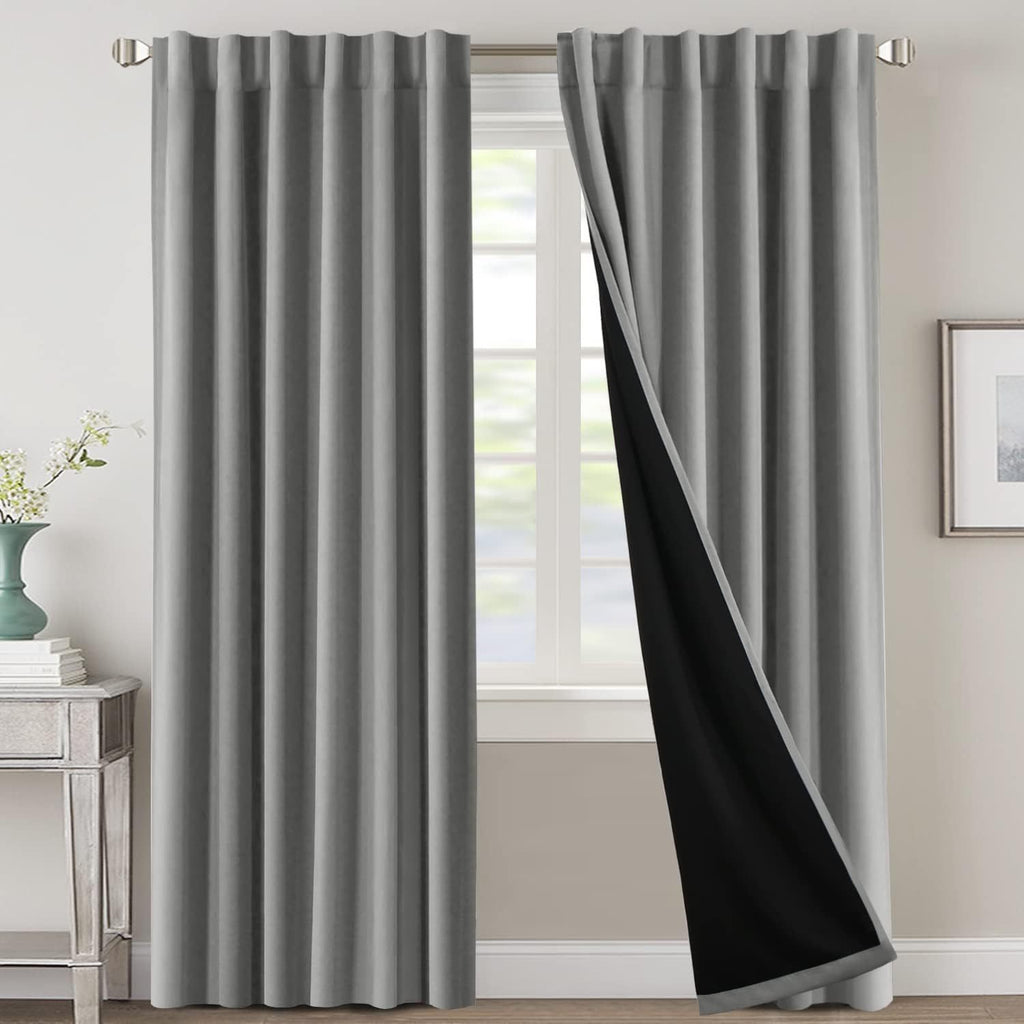 Blackout Curtains 2 Panels 100% Room Darkening 96 Inch Long – Triple Weave Thermal Insulated Back Tab & Rod Pocket Window Drapes for Bedroom & Living Room