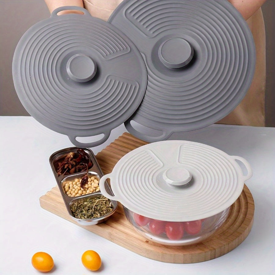 Silicone Lids Set of 3 S+M+L Suction Seal Reusable Bowl Plate Cup Covers for Fridge & Food Storage – Eco-Friendly Kitchen Stretch Lids