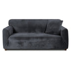 Velvet Stretch Sofa Cover Slipcover – Thick High-Elasticity Plush Couch Cover for L-Shape 1 2 3 4 Seater, Polyester Spandex Furniture Protector with Pillowcase for Living Room