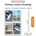 Window Cleaning Brush with Extendable Handle Screen Cleaner Reusable Pet Hair Remover Household Door Window Scrubber for Bathroom Kitchen Bedroom Living Room Portable Multi-Use Home Cleaning Tool
