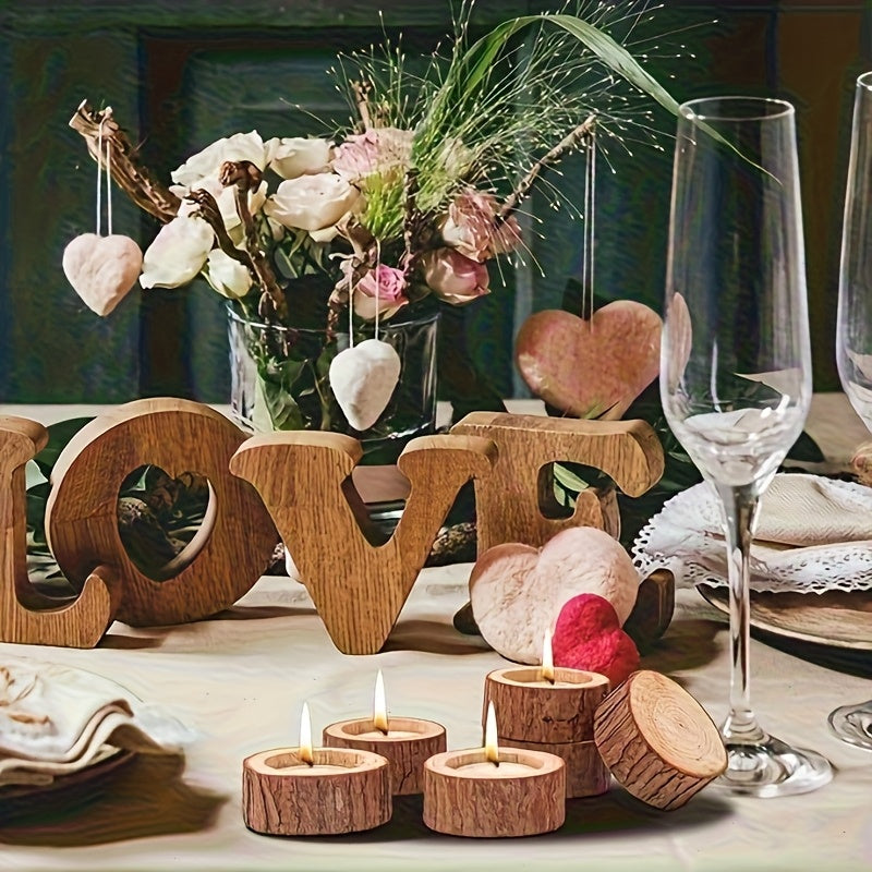 Wood Candlesticks 30pcs Natural Wood Grain Rustic Country Style for Wedding Birthday Party Anniversary Table Centerpiece Family Home Decoration