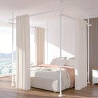 Adjustable Tension Room Divider Curtain Rod – No Drilling, 28–171" Wide, 4–10 ft Floor-to-Ceiling, Heavy Duty, Black & White (Curtains Not Included)
