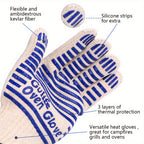 Silicone Oven Mitts with Fingers Non-Slip Heat Resistant Cooking Gloves for Kitchen Baking & Grilling – Knit Polyester Blend BBQ Mitt Set (2-Pack & 4-Pack)