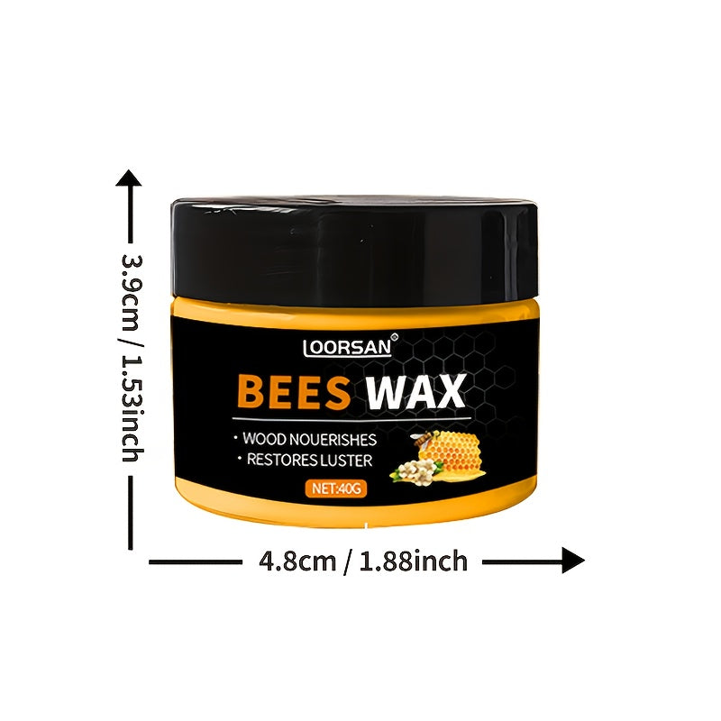 Beeswax Wood Furniture Polish & Protector with Sponge, Natural Bee Oil for Wooden Furniture Floor Maintenance Anti-Crack & Shine Restoration, 40g All-Wood Surface Care