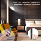 30W LED Torchiere Floor Lamp with Remote & Touch Control - 2400LM 3 Color Temperatures Modern Standing Pole Uplight for Living Room Bedroom Office, Black