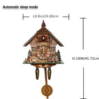 Wooden European Forest Style Cuckoo Wall Clock with Night Mode & Singing Bird – Battery Operated Handmade Carved Cuckoo Clock for Adult Bedroom, Living Room & Home Decor