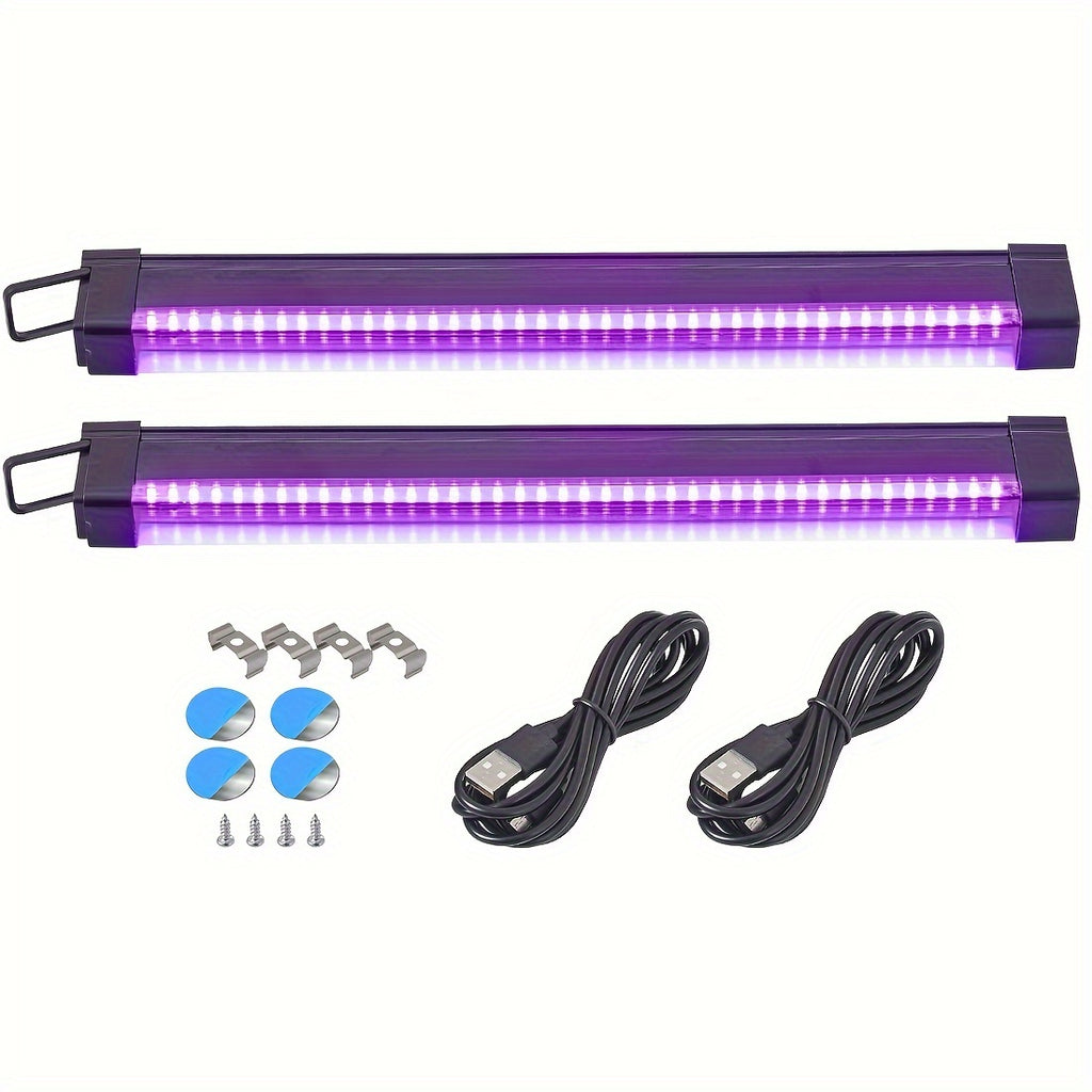 UV LED Blacklight Bar 12.6 Inch USB 5V 385-400nm Black Light Strip with Switch for Halloween Party Decoration, Stage Lighting, Club Disco, Christmas, Valentine's Day - 2 Pack & Single Options