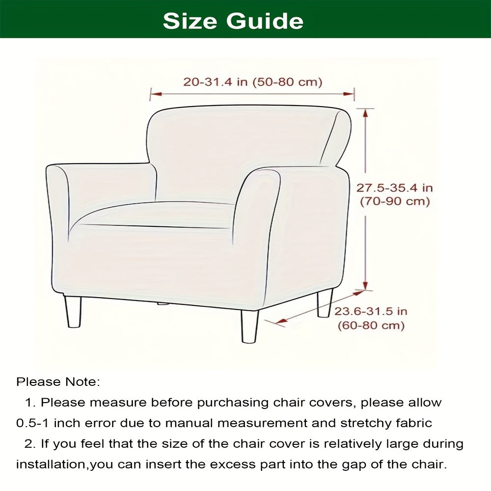 Elastic Stretch Armchair Sofa Cover, Corn Velvet Knit Non-Slip Solid Color Sofa Slipcover Protective Cover for Small Single Armrest Chair Living Room Pet-Friendly