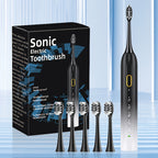 IPX8 Sonic Electric Toothbrush USB Rechargeable 5 Brush Heads Metal Shaft Smart Timer Couple Set for Adults Men Women