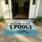 Welcome to the Pool Velour Area Rug Machine Washable Anti-Slip Soft Velvet Floor Mat Multiple Sizes for Living Room Bedroom Outdoor