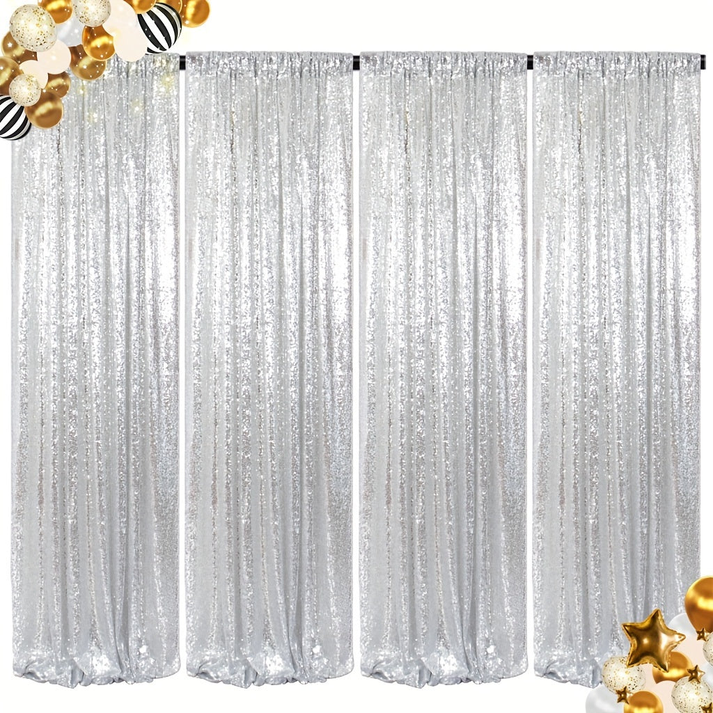 Sequin Curtains Backdrop 4 & 6 Panels 2x8FT - Shimmer Glitter Party Backdrop Curtain for Wedding Birthday Bachelorette Photo Booth, 25 Colors Reusable Event Decoration