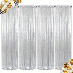 Sequin Curtains Backdrop 4 & 6 Panels 2x8FT - Shimmer Glitter Party Backdrop Curtain for Wedding Birthday Bachelorette Photo Booth, 25 Colors Reusable Event Decoration