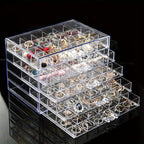 Transparent 5 Layer Drawer Storage Box Nail Jewelry Organizer – 120 Cell Stackable Nail Art Polish Holder for Earrings Rings Necklaces Small Accessories