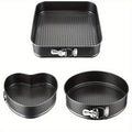 Non-Stick Cake Pan Set 3 Piece with Removable Bottom - Carbon Steel Round & Heart Shaped Baking Pans for Christmas, Halloween & Holiday Baking