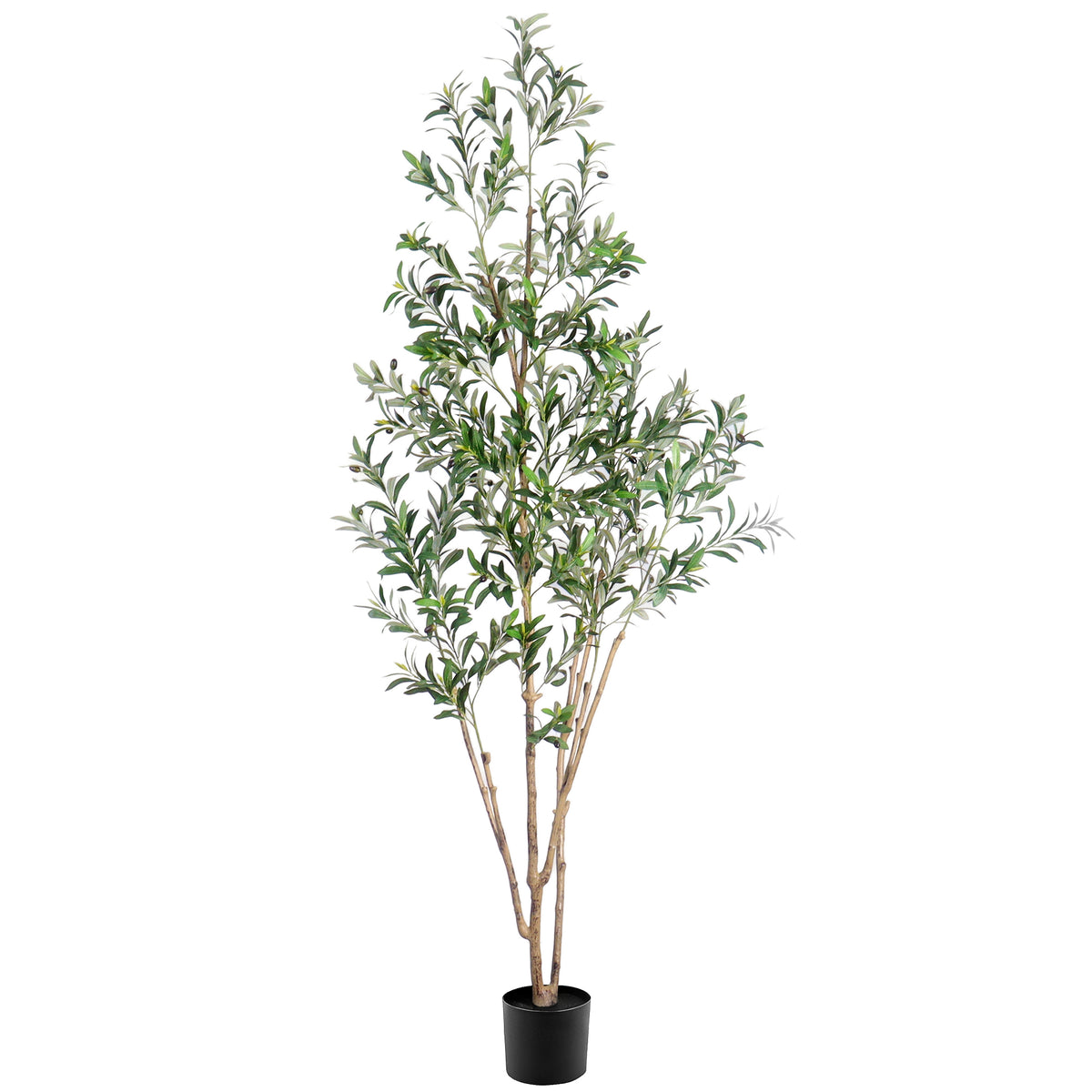 Tall Artificial Olive Tree 5/6/7FT Thick Trunk Indoor Faux Olive Plant with Lush Leaves & Berries for Living Room, Kitchen & Home Decor, Spring Summer Decoration