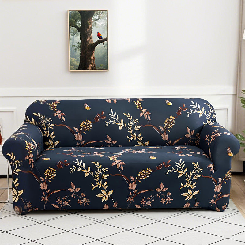 Stretch Sofa Cover Digital Print Floral – High-Stretch Polyester Non-Slip Machine Washable Telescopic Slipcover for 1 2 3 4 Seater Sofas, Contemporary Furniture Protector for Home & Office