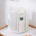 Rotating Paper Cup Holder with 4 Compartments | Disposable Coffee Cup Dispenser & Lid Rack for Countertop, Kitchen, Coffee Station & Bathroom | White or Black