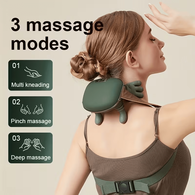 Electric Neck Back Shoulder Massager with Type-C Charging, 3-Speed Deep Tissue Relief, Handheld Percussion Body Massager for Home Use