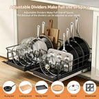Pull Out Cabinet Organizer Under Cabinet Pot and Pan Rack Sliding Storage with Adjustable Dividers for Pot Lids Bakeware Plates