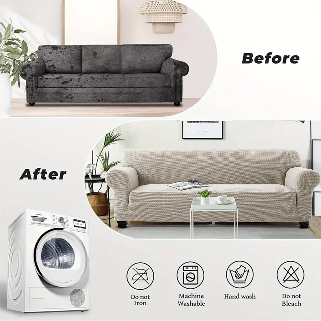 Elastic Spandex Sofa Cover Stretch Couch Protector 360° Full Coverage, Cat Scratch Resistant, Dust-Proof & Machine Washable for 1, 2, 3 Seater & Sectional Sofas – All-Season Fit