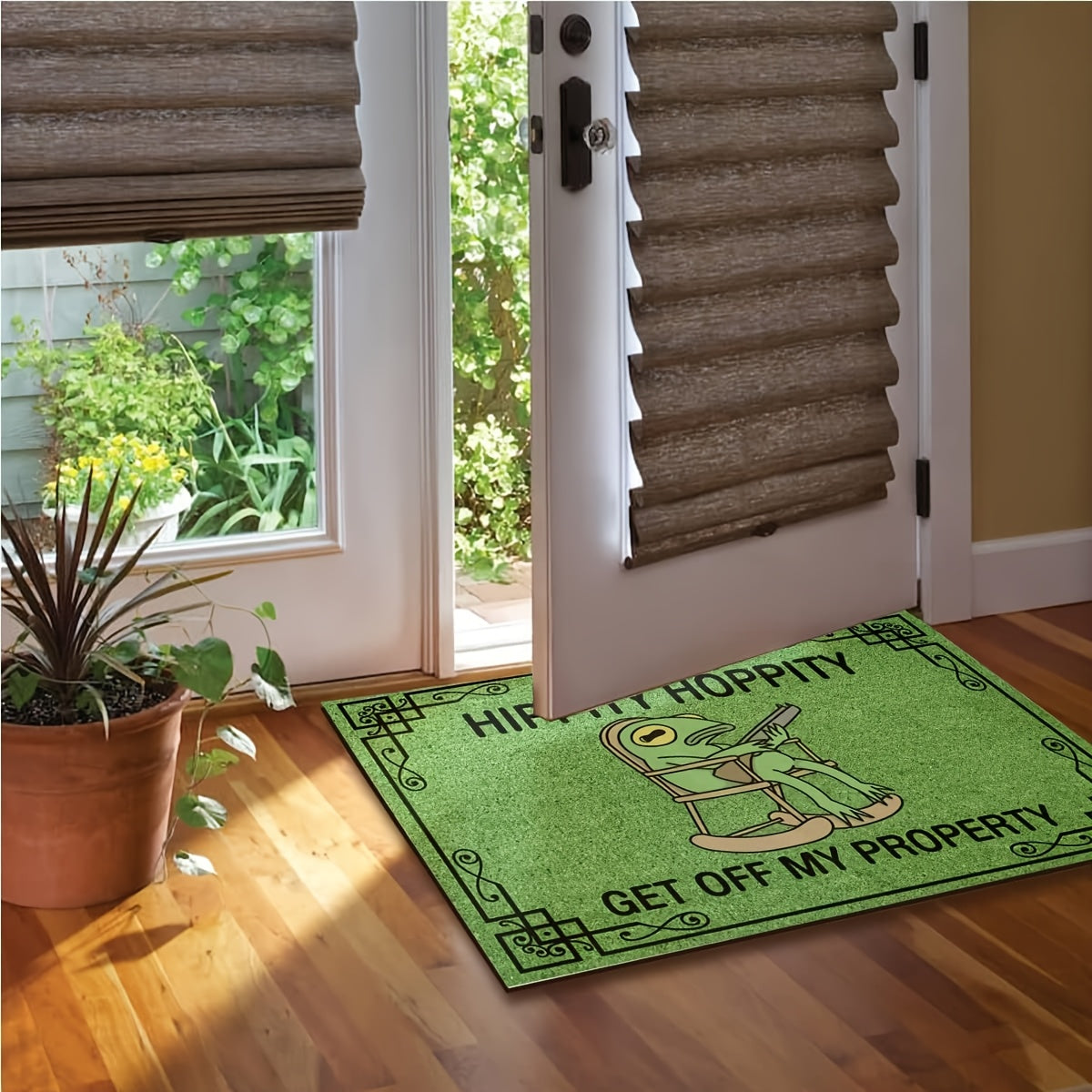 Welcome Mat Green Frog Pattern Indoor Outdoor Doormat – Anti-Slip Backing Edge Locking Entryway Rug for Living Room & Home Decor | Multiple Sizes
