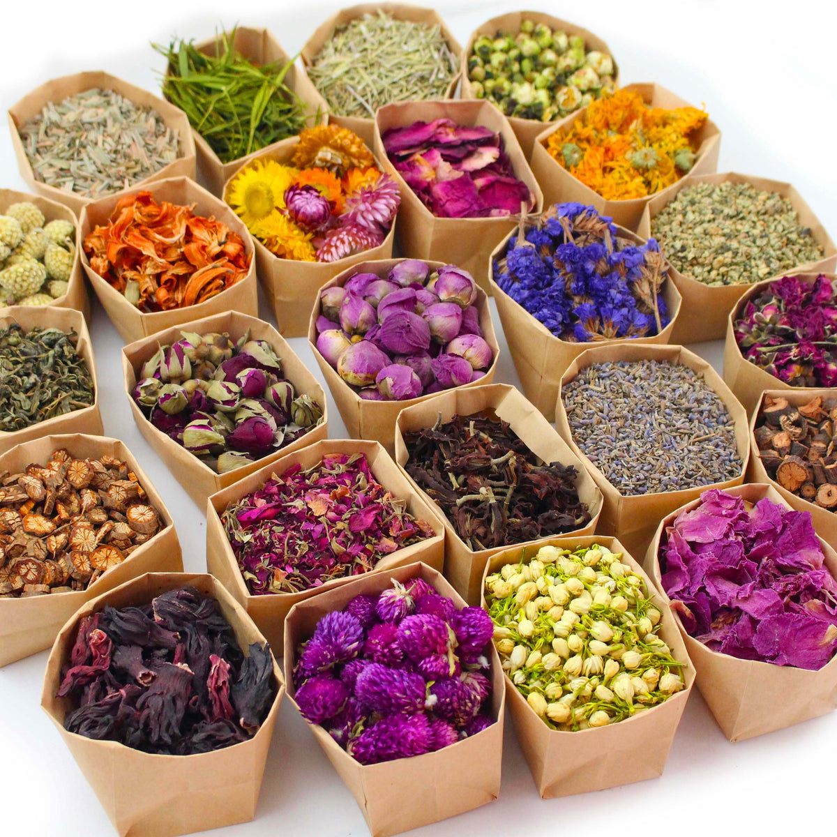 Dried Flowers Craft Set 24pcs Roses Jasmine Peony Lavender Forget-Me-Not Dried Plant Kit for Resin Jewelry Making DIY Candle Soap Scrapbooking Seasonal Decor