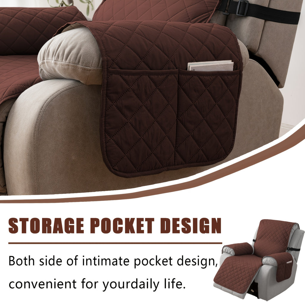 Chenille Knit Recliner Chair Cover 1pc – Non-Slip Sofa Slipcover with Elastic Straps & Drawstring for Large Recliners, Washable Pet Furniture Protector for Dogs Cats, Home Decor