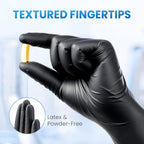 4.5Mil Black Disposable Nitrile Gloves 200-Count – Powder-Free, Latex-Free, Textured Fingertips for Mechanics, Cleaning, Cooking, Beauty & Car Washing | S, M, L, XL