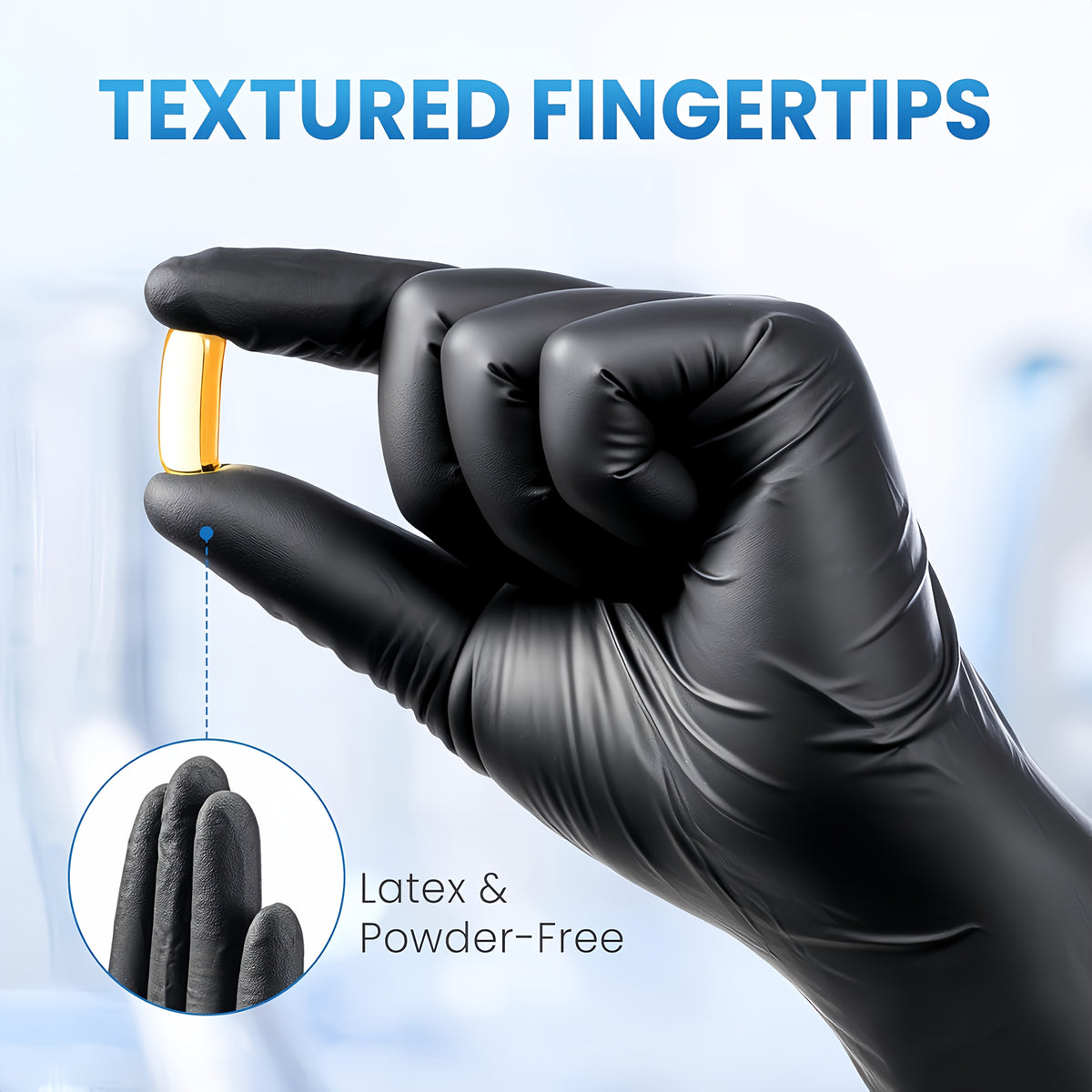 4.5Mil Black Disposable Nitrile Gloves 200-Count – Powder-Free, Latex-Free, Textured Fingertips for Mechanics, Cleaning, Cooking, Beauty & Car Washing | S, M, L, XL