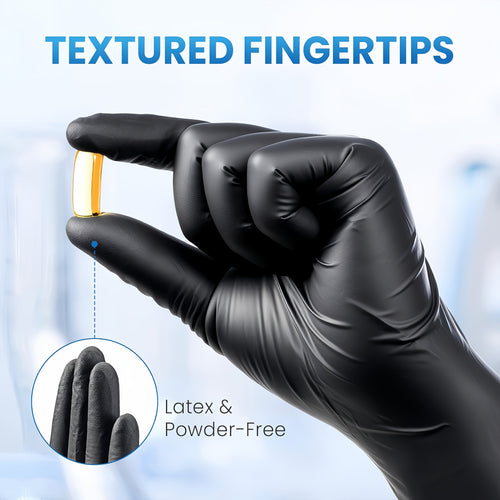 4.5Mil Black Disposable Nitrile Gloves 200-Count – Powder-Free, Latex-Free, Textured Fingertips for Mechanics, Cleaning, Cooking, Beauty & Car Washing | S, M, L, XL