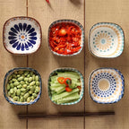 6-Piece Bohemian Ceramic Bowl Set – Hand-Painted Retro Underglaze, Dishwasher & Microwave Safe, for Home Kitchen, Restaurant & Holiday Use
