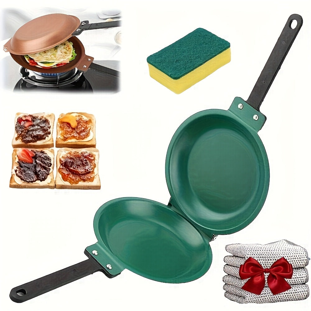 Pancake Skillet Non-Stick Reversible Foldable Stainless Steel Breakfast Pan for Pancakes Omelettes Frittatas Dishwasher Safe Multiple Colors