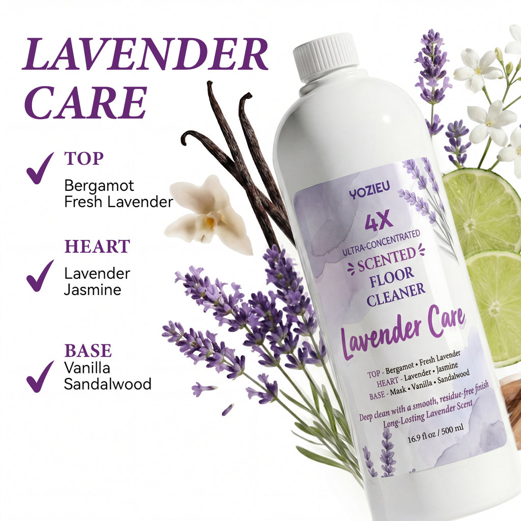 4x Concentrated Liquid Floor Cleaner 500ml - Pet-Friendly, Scented, Cleans & Deodorizes, No Watermarks, Multi-Surface Formula - Lavender, Citrus, Vanilla Lemon & Coconut Scents